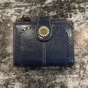 Lavemi Navy Blue Leather RFID Blocking Bi-Fold Wallet